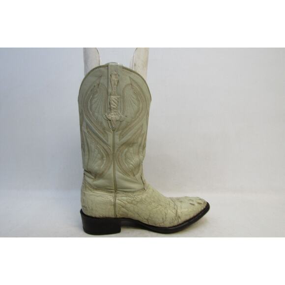 Rodeo Bravo Mens Size 8.5 D / 27.5 MEX Cream Leather Caiman Cowboy Western Boots - Picture 4 of 11